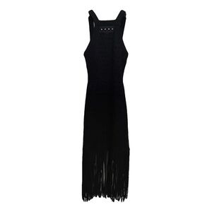 Sandro Black Backless Fringe Dress